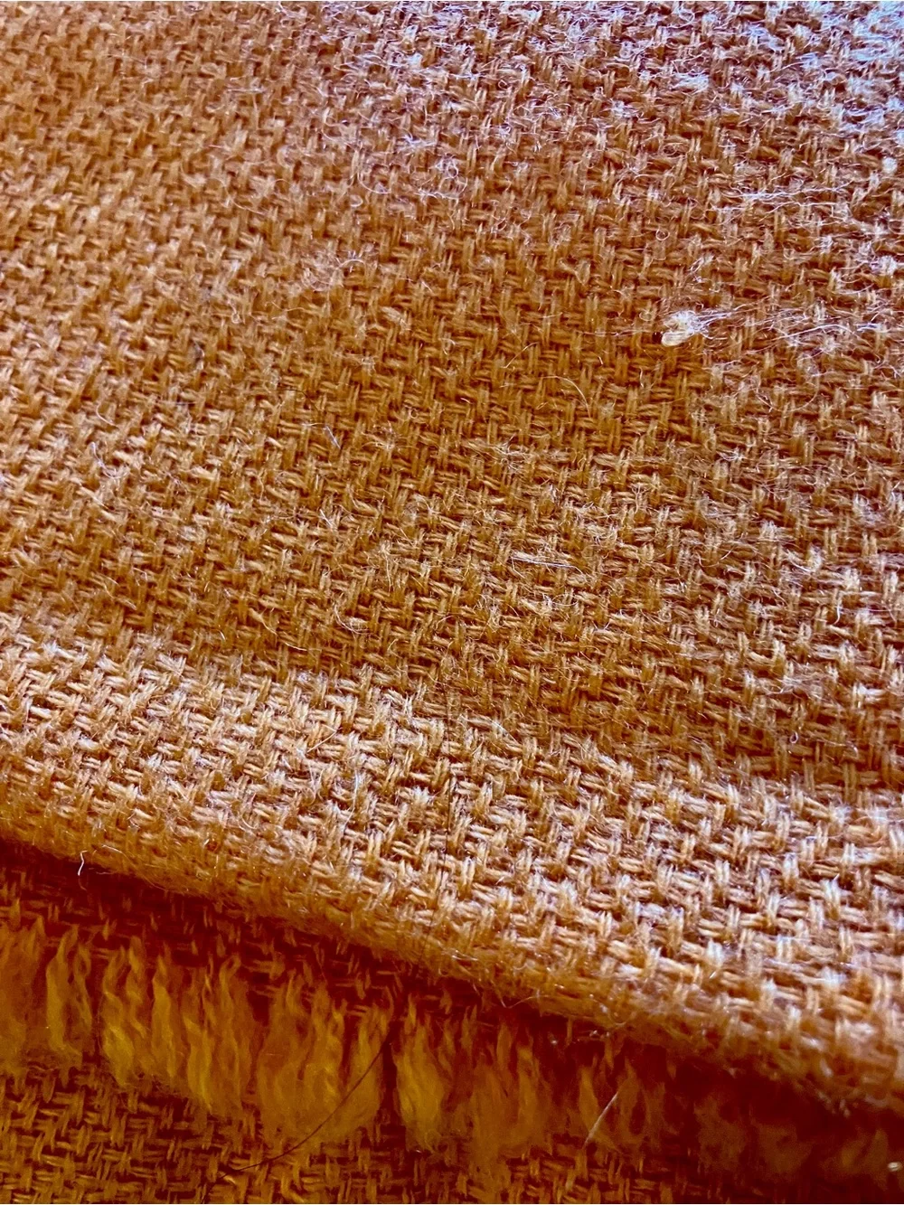 100% Cashmere Orange Woven Thin Large Scarf Wrap Approx 29”x80” Fall Halloween